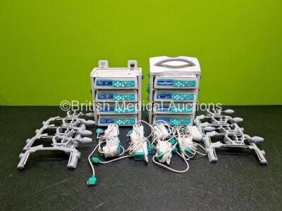 Job Lot Including 8 x B.Braun Infusomat Space Infusion Pumps (All Power Up) 2 x B.Braun Space Stations (Both Power Up) with 8 x Ref 87131130 Pole Clamps and 8 x Power Supplies (All Untested) *SN 380149 / 506329 / 380063 / 380188 / 380179 / 380135 / 5063