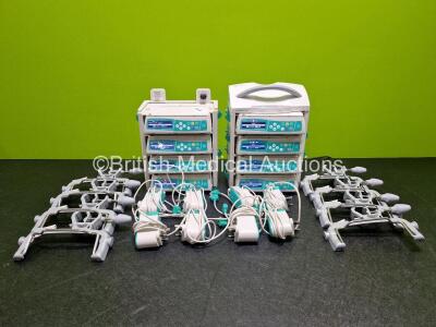 Job Lot Including 8 x B.Braun Infusomat Space Infusion Pumps (All Power Up) 2 x B.Braun Space Stations (Both Power Up) with 8 x Ref 87131130 Pole Clamps and 8 x Power Supplies (All Untested) *SN 380084 / 380142 / 606280 / 380099 / 380147 / 380156 / 5063