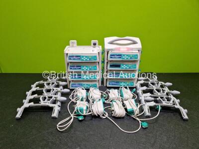 Job Lot Including 8 x B.Braun Infusomat Space Infusion Pumps (All Power Up) 2 x B.Braun Space Stations (Both Power Up) with 8 x Ref 87131130 Pole Clamps and 8 x Power Supplies (All Untested) *SN 506284 / 380085 / 380198 / 380167 / 380171 / 380126 / 3800