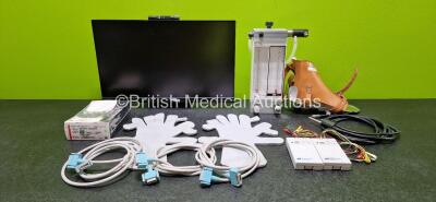 Mixed Lot Including 1 x GF Foures Mix 2.A Gas Mixer, 1 x Maquet 1001.8700/07 Attachment, 2 x Bolton Surgical Lead X-Ray Hand Plates, 1 x Depuy Tibial Insert Fixed Bearing Curved Ref 1581-13-008 *Expired*, 1 x Olympus LC-2 Air / Light Sigmoidoscope Cable, 