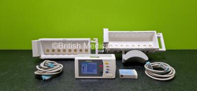 Job Lot Including 1 x Philips IntelliVue X2 Handheld Patient Monitors Including ECG, SpO2, NBP, Press and Temp Options *Mfd 2016* (Powers Up with Stock Battery - Stock Battery Not Included) with 1 x Philips M4607A Battery (Flat Battery), 2 x Philips M8048