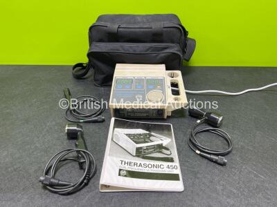 EMS Therasonic 450 Dual Frequency Unit with 3 x Transducers / Probes in Carry Bag (Powers Up) *SN 77250*