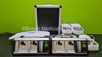 Mixed Lot Including 1 x Case on Wheel (Damaged Wheel - See Photo), 1 x Marsden Infant Scale (Damaged), 1 x IVAC PCAM Syringe Pump (Damaged), 5 x Philips Respironics InnoSpire Deluxe Nebulisers (All Damaged - See Photos) and 2 x CardinalHealth Docking Stat