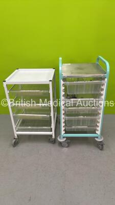 2 x Mobile Cabinets with Drawers (1 x Missing Wheel)