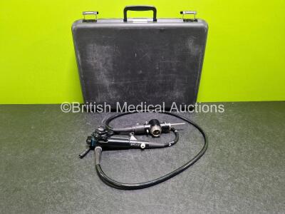 Olympus CF-200S Video Sigmoidoscope in Case - Engineer's Report : Optical System - No Fault Found, Angulation - No Fault Found, Insertion Tube - No Bending Section Rubber, Light Transmission - Intermittent Leak From Light Guide Tube, Channels - No Fault F