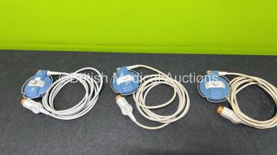 3 x Philips TOCO Transducers (1 x Damage to Cable Casing - See Photos) - 2