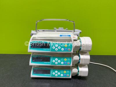 3 x B.Braun Perfusor Space Syringe Pumps Including 1 x Power Supply, 1 x 3 Lead Power Adaptor and 1 x Pole Clamp (All Power Up)