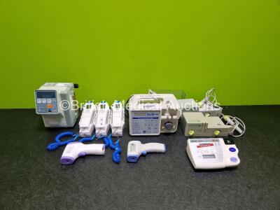 Mixed Including 1 x Flocare Nutricia 800 External Feeding Pump, 3 x Genius First Temp Thermometers, 2 x ProPulse Ear Irrigators, 1 x IVAC Space Saver Volumetric Pump and 2 x Infrared Thermometers