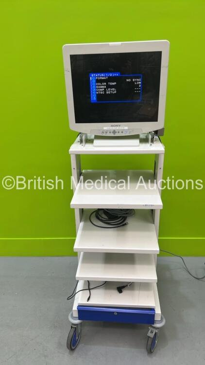 CTL Medical Stack Trolley with Sony Monitor and Steute Footswitch (Powers Up)