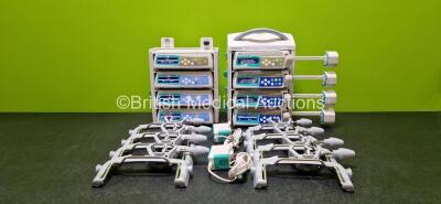 Job Lot Including 4 x B.Braun Perfusor Space Syringe Pumps, 4 x B.Braun Infusomat Space Infusion Pumps, 2 x B.Braun Space Stations, 8 x Pole Clamps and 2 x Power Supplies (All Power Up) *SN 386835 / 449665 / 449666 / 449143 / 449039 / 386981 / 387026 / 38