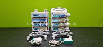 Job Lot Including 4 x B.Braun Perfusor Space Syringe Pumps, 4 x B.Braun Infusomat Space Infusion Pumps, 2 x B.Braun Space Stations, 4 x Pole Clamps and 2 x Power Supplies (All Power Up and 2 x Faults - See Photos) *SN 457476 / 457319 / 449533 / 437148 / 3