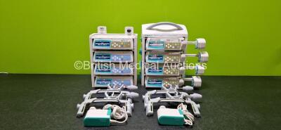 Job Lot Including 4 x B.Braun Perfusor Space Syringe Pumps, 4 x B.Braun Infusomat Space Infusion Pumps, 2 x B.Braun Space Stations, 4 x Pole Clamps and 2 x Power Supplies (All Power Up) *SN 457922 / 548081 / 458090 / 457943 / 386854 / 386839 / 386952 / 38