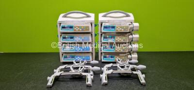 Job Lot Including 4 x B.Braun Perfusor Space Syringe Pumps, 4 x B.Braun Infusomat Space Infusion Pumps, 2 x B.Braun Space Stations and 4 x Pole Clamps (All Power Up with Stock Power Supply - Stock Power Supply Not Included) *SN 457608 / 457527 / 457448 / 