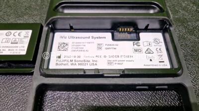 Fujifilm SonoSite iViz Ultrasound System Ref P20830-52 *Mfd 2020* with 1 x L25v Transducer Ref P21877-10 *Mfd 2020* and 1 x Rechargeable Li-on Battery Ref P18438-01 *Flat Battery* in Box (Untested Due to No Power Supply and Flat Battery) - 8