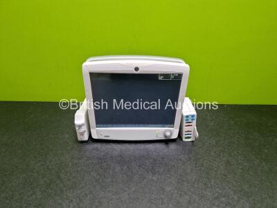 GE B650 Carescape Patient Monitor *Mfd 2014* (Powers Up) with 1 x GE E-MINIC-00 Gas Module *Mfd - 2014* with D-fend Pro Water Trap and GE E-PSMP-01 Module *Mfd - 2014* with ECG, SpO2, T1, T2, P1, P2 and NIBP Options *SN 7109961 / 7109887 / SEW14224899HA*