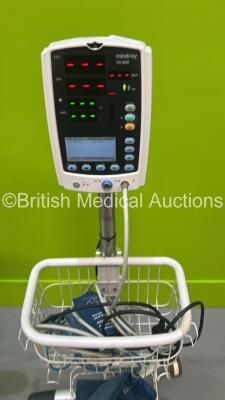 1 x Mindray VS-800 Vital Signs Monitor on Stand (Powers Up - Missing Light Cover) and 2 x Stand on Weighing Scales *S/N BY-36145770* - 2