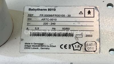 Drager Babytherm 8010 Infant Resuscitaire (Powers Up - Damaged Lid - See Pictures) *S/N ARTC-0010* - 5