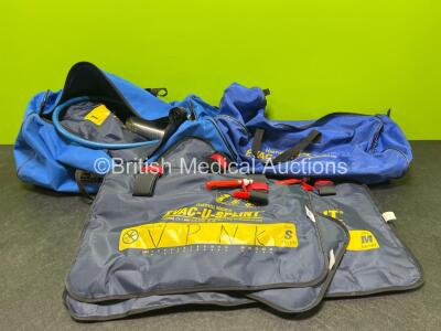 Job Lot Including 1 x Hartwell Medical Large Evac-U-Splint, 1 x Hartwell Medical Medium Evac-U-Splint, 1 x Pump and 2 x Hartwell Medical Small Evac-U-Splints in 2 x Carry Bags