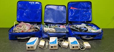 Job Lot Including 3 x Oralite Emergency Carry Bags, 1 x Masimo Ref 800101 Mainstream Analyzer, 2 x Phasein Ref 800101 Analyzers, 3 x Ortivus M531 Measuring Units (1 x Missing Covers - See Photos) and Various Patient Monitoring Cables and Accessories