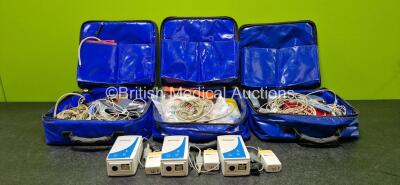 Job Lot Including 3 x Oralite Emergency Carry Bags, 3 x Masimo Ref 800101 Mainstream Analyzers, 3 x Ortivus M531 Measuring Units and Various Patient Monitoring Cables and Accessories