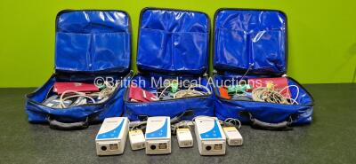 Job Lot Including 3 x Oralite Emergency Carry Bags, 2 x Masimo Ref 800101 Mainstream Analyzers, 1 x Phasein Ref 800101 Analyzer, 3 x Ortivus M531 Measuring Units (1 x Missing Cover - See Photos) and Various Patient Monitoring Cables and Accessories