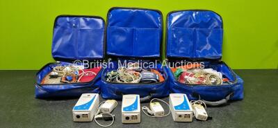 Job Lot Including 3 x Oralite Emergency Carry Bags, 3 x Masimo Ref 800101 Mainstream Analyzers, 3 x Ortivus M531 Measuring Units and Various Patient Monitoring Cables and Accessories