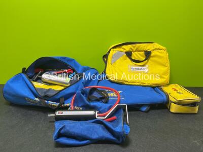 Job Lot Including 2 x Hartwell Medical Evac-U -Splint Bags Including 1 x Large Evac-U-Splint, 1 x Small Evac-U-Splint and 1 x Pump, 1 x Hartwell Medical Mattress Bag, 1 x Pax Pump, 1 x EZ-IO Handpiece Bag and 1 x Ventilator Bag