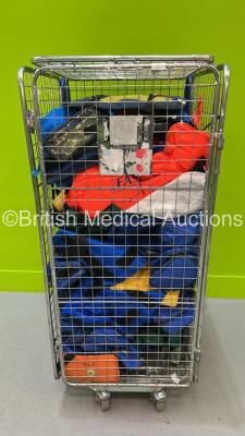 Cage of Mixed Ambulance Equipment Including Bags and Splints (Cage Not Included)