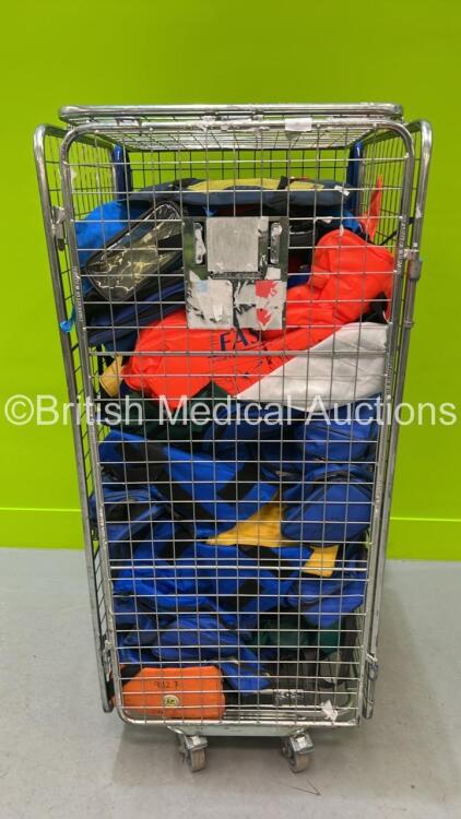 Cage of Mixed Ambulance Equipment Including Bags and Splints (Cage Not Included)