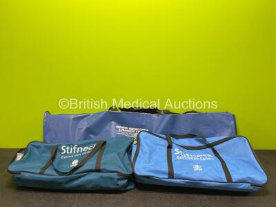 Job Lot Including 2 x Laerdal Stiffneck Extrication Collars with Accessories in Bags and 1 x Dynamed Pediatric Immobilization System in Carry Bag