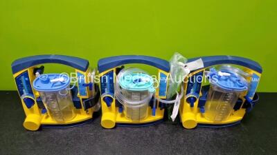 3 x Laerdal LSU Suction Units Including 3 x NiMH Batteries and 3 x Suction Cups and Lids (All Power Up) - 2