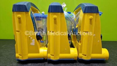 3 x Laerdal LSU Suction Units Including 3 x NiMH Batteries and 3 x Suction Cups and Lids (All Power Up) - 6