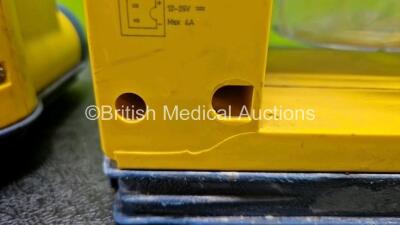 3 x Laerdal LSU Suction Units Including 2 x NiMH Batteries and 3 x Suction Cups and Lids (2 x Power Up, 1 x No Power and 1 x Damaged - See Photos) - 8