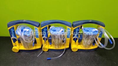 3 x Laerdal LSU Suction Units Including 3 x NiMH Batteries and 3 x Suction Cups and Lids (All Power Up andAll Damaged Casings - See Photos) - 2