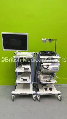 Olympus Stack System with 2 x Trolleys, Olympus OEV261H Monitor, 2 x Sony UP-25MD Colour Video Printers, Olympus Keyboard, Olympus Evis Lucera CV-260SL DIgital Processor, Olympus MAJ-1154 PIgtail Connector, Olympus Evis Lucera CLV-260SL Light Source, Olym