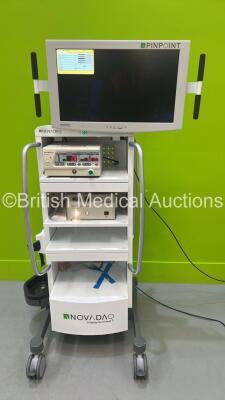 Novadaq Stack Trolley with Novadaq PinPoint Monitor, Olympus OES UHI-3 Insufflator and Codman Twin Beam MicroSystem Light Source (Powers Up) *S/N 15-252154 / 7809945*