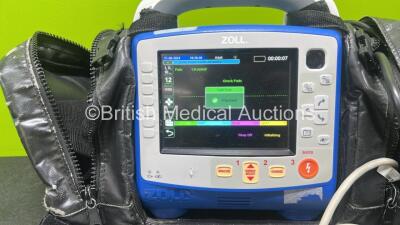 Zoll X Series Monitor/Defibrillator Application Version 02.34.05.00 (Powers Up and Passes Self Test) Including ECG, SPO2, NIBP, CO2 and Printer Options with 4 and 6 Lead ECG Lead, SPO2 Finger Sensor, NIBP Cuff and Hose, 2 x Sure Power II Li-Ion Batteries - 2