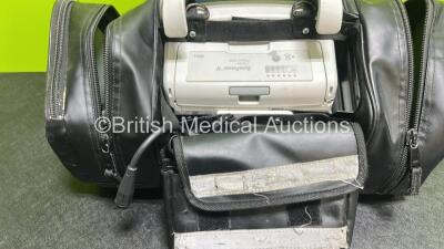 Zoll X Series Monitor/Defibrillator Application Version 02.34.05.00 (Powers Up and Passes Self Test, Cracked Handle - See Photo) Including Pacer, ECG, SPO2, NIBP, CO2 and Printer Options with 2 x Sure Power II Li-Ion Batteries and 1 x Paddle Lead *SN AR16 - 7