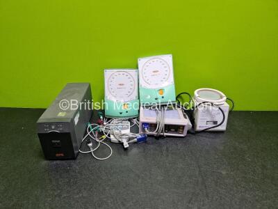 Mixed Lot Including 1 x GE CAM-14 Ref.900995-002 ECG Module, 1 x Armstrong Medical Aquavent Humidifier, 1 x Nellcor Oximax N-560 Pulse Oximeter, 1 x APC Power Control Unit and 2 x Accuson BP Guages