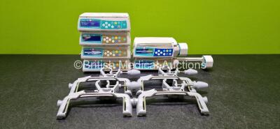 Job Lot Including 2 x B.Braun Perfusor Space Syringe Pumps, 4 x B.Braun Infusomat Space Infusion Pumps, 4 x Pole Clamps and 6 x Power Supplies (All Power Up and 1 x Blank Screen - See Photos) *SN 368001 / 376277 / 449384 / 449263 / 449328 / 449243*