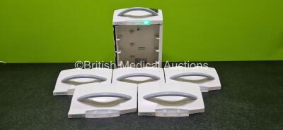 Job Lot Including 1 x B.Braun SpaceStation Ref 8713140 (Missing / Damaged Case - See Photos) with 6 x B.Braun SpaceCover Comfort Ref 8713145 Units (1 x Cracked Case - See Photos) , 1 x Pole Clamp and 1 x Power Supply *SN 090326 / 063315 / 066379 / 066021