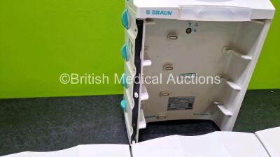 Job Lot Including 1 x B.Braun SpaceStation Ref 8713140 (Missing / Damaged Case - See Photos) with 6 x B.Braun SpaceCover Comfort Ref 8713145 Units (1 x Cracked Case - See Photos) , 1 x Pole Clamp and 1 x Power Supply *SN 090326 / 063315 / 066379 / 066021 - 3