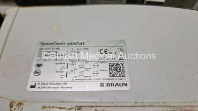 Job Lot Including 1 x B.Braun SpaceStation Ref 8713140 (Missing / Damaged Case - See Photos) with 6 x B.Braun SpaceCover Comfort Ref 8713145 Units (1 x Cracked Case - See Photos) , 1 x Pole Clamp and 1 x Power Supply *SN 090326 / 063315 / 066379 / 066021 - 9