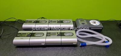 Job Lot Including 3 x ResMed S9 Autoset CPAP Units (All Power Up) with 3 x H5i Humidifiers and 3 x Power Supplies, 1 x ResMed S9 Escape CPAP Unit (Powers Up) with 1 x H5i Humidifier and 1 x Power Supply and 1 x Philips Respironics REMstar Auto A-Flex CPAP