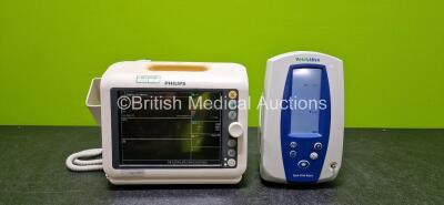 Job Lot Including 1 x Philips SureSigns VM4 Patient Monitor with ECG, SpO2, NIBP, Temp and Press Options (Powers Up and Missing Printer) and 1 x Welch Allyn Spot Vital Signs Patient Monitor (Powers Up and Damaged Case - See Photos) *C*