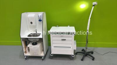 Mixed Lot Including 1 x Brandon Examination Lamp (Powers Up - Incomplete) 1 x Freeway Medical Cabinet and Mobile Handwash Unit - Incomplete