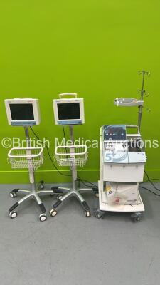 2 x Mindray MEC-1000 Patient Monitors on Stands and 1 x Haemonetics Cell Save 5+ Autotransfusion System (All Power Up) *S/N 0B090 / AQ72B13162 / AQ72B13169*