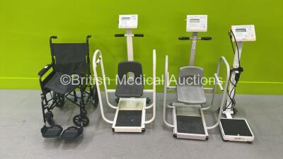 2 x Marsden Sit / Standing Weighing Scales, 1 x Marsden Stand on Scales and 1 x Manual Wheelchair