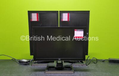 3 x Barco 24.1" Colour LCD Monitors MDRC-2124 with 3 x Power Supplies (All Power Up) *Cage*