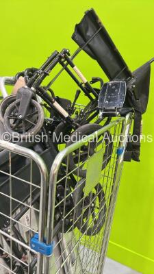 Cage of 4 x Aluminium Scoop Stretchers and 2 x Manual Wheelchairs (Cage Not Included) - 4